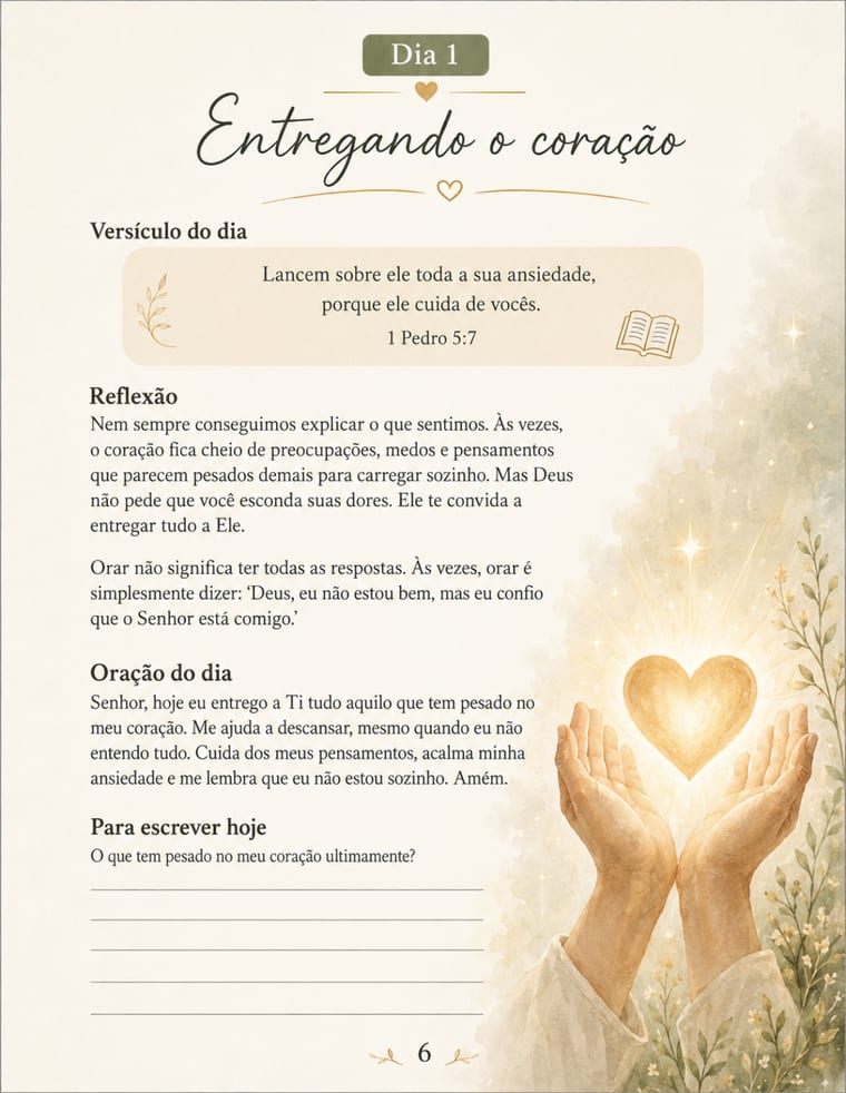 Página do Dia 1: Entregando o coração